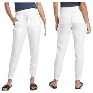 Athleta Cabo Linen Jogger Pants Ivory Size 2 Drawstring Waist Lightweight